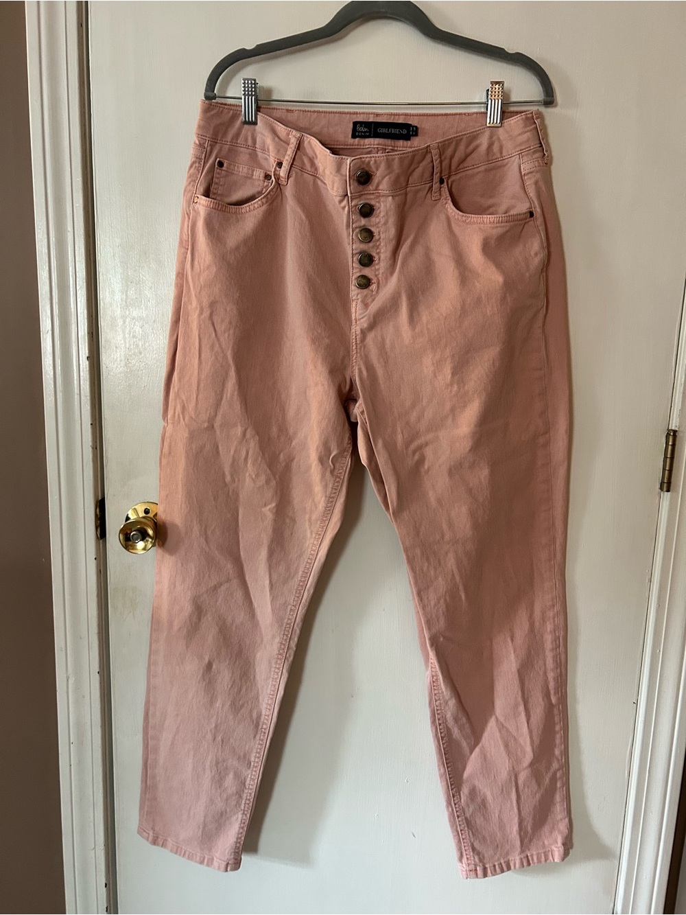 Boden High-Rise Button-Fly Rose Pink Jeans